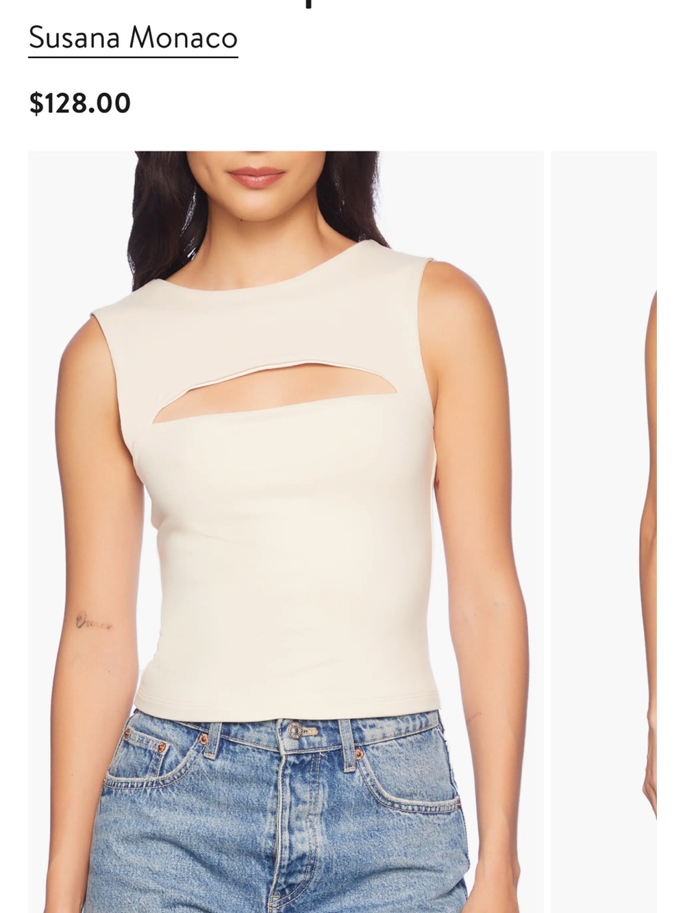 Susana Monaco Cream Cutout Sleeveless Tank